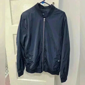 gap navy blue, waterproof, zip up jacket with pockets